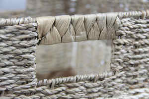 Vente en gros de paniers versatiles pliables de forme carrée en jacinthe d'eau naturelle pour le Vietnam Vintage OEM/ODM fait à la main pour jonc de mer - Product Image 4