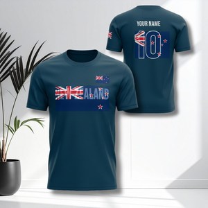 Set di Maglie da Calcio Ispirate alla Nuova Zelanda per Tifosi Blu Navy con Nome e Numero Personalizzati - Product Image 1