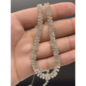 Cuentas de Diamante Briolette Blancas Naturales de 2.5-3.5 mm, Forma de Lágrima, Cuentas de Piedras Preciosas de Lujo - Product Image 2