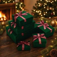 Boîte cadeau en velours rouge réutilisable de qualité supérieure avec doublure en éponge et ruban turquoise pour un emballage de luxe écologique pour parfums et bijoux