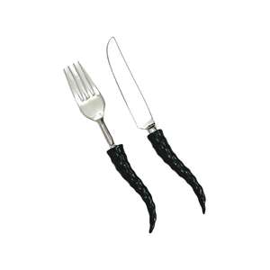 Ensemble de couverts en acier inoxydable de haute qualité 4 pièces avec poignées noires et style américain plaqué or pour un usage domestique - Product Image 4