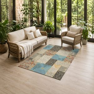 Tapis de salon en chenille antidérapant, imprimé numériquement, style anatolien traditionnel, couleur terre cuite et or, lavable en machine, vente en gros - RUGS DEPOT LXDP-0259 - Product Image 6