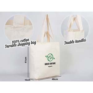 ถุงผ้าคอตตอนดิบแบบใช้ซ้ำได้ Bag-19W X 16ชม. x 4D รีไซเคิลได้สำหรับตลาด - Product Image 4