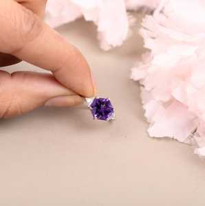 Bague de fiançailles en améthyste hexagonale, argent sterling, élégante bague de promesse, bijoux en pierres précieuses pour femmes - Product Image 4