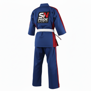 Tenues d'arts martiaux en gros : Ensembles de karaaté en sergé/toile unisexe pour adultes, respirants, avec logo personnalisable sur le devant, 100 % coton - Product Image 5