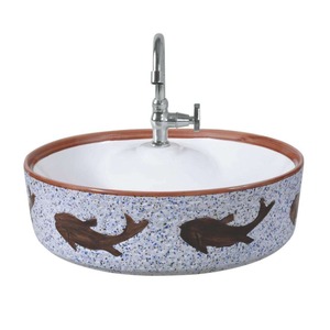 Encimera galvanizada de lavabo de mano de cerámica sanitaria de lujo negra con mesa impresa para uso en baño de Hospital - Product Image 6