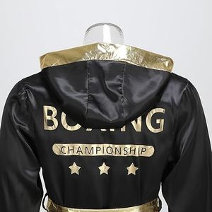 Best Quality 100% Cotton <b>Boxing</b> <b>Robe</b> with Hood Breathable Comfortable Wrestling Competition Custom Logo SI-BR-06 - Product Image 1