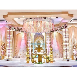 Decoración de escenario abierto y Mandap para boda, decoración de escenario de boda de fusión real, configuración de tema indio del Sur, decoración de escenario de boda - Product Image 1