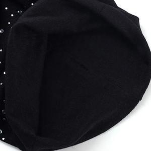 Bonnet de luxe pour femme 2025, chaud et respirant pour l'extérieur, en coton, avec strass, bonnets pour enfants, chapeaux de couleur unie - Product Image 4