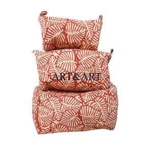 Juego de 3 Bolsas de Cosméticos de Viaje ART&ART con Diseño Clásico de Borlas, Ecológicas, de Algodón, con Cierre de Cremallera, de Gran a Pequeña Capacidad - Product Image 1