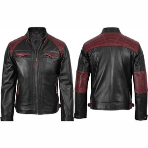 Premium Quality 2025 100% Cowhide Slim Fashion Biker Jacket Unisex <b>Genuine</b> Leather Stand Collar Front Logo XL Size for Winter - Product Image 1