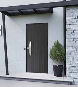 GHOST: Puerta de seguridad con bisagras ocultas, efecto encastrado y panel exterior de aluminio, modelo MILLERIGHE, diseño moderno - Product Image 1