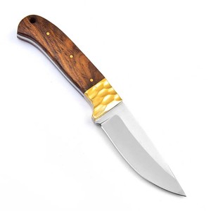Cuchillo de Piel de Acero al Carbono Personalizado, Cuchillo de Hoja Fija EDC, Mango de Madera, Funda de Cuero, OEM, Full Tang, Cuchillo Utilitario para Campismo y Supervivencia - Product Image 2
