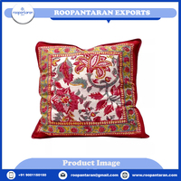 Nouvelle Housse de Coussin de Canapé Faite Main, Vintage, Rayée, Imprimée au Bloc, Tissée, Florale, en Coton Écologique, Personnalisable