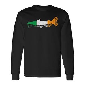 T-shirt à manches longues avec drapeau irlandais, motif de pêche au poisson-chat, design de pêcheur irlandais - Product Image 1
