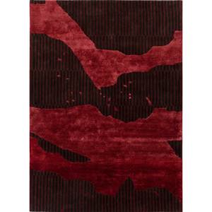 Alfombra Adrift de Lana y Viscosa con Patrón Abstracto, Tejida a Mano, Roja y Naranja, Tamaño 9x12, para Decoración de Sala de Estar, Tra-15224 - Product Image 1