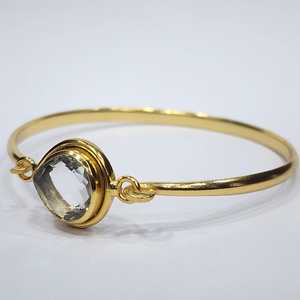 925 เงินสเตอร์ลิงทองชุบ AA คุณภาพ Faceted ควอตซ์ใสอัญมณี Handmade ออกแบบกําไลข้อมือวินเทจ - Product Image 6