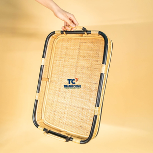 PLATEAU EN ROTIN Élégant pour la décoration et le rangement Accent Utilise un beau plateau décoratif en rotin pour la table basse ou le style d'étagère - Product Image 3