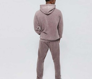 ชุดวิ่งออกกำลังกายผ้าฝ้ายโพลีเอสเตอร์กันแบคทีเรียระบายอากาศได้ดีชุดวอร์มสีพื้นมีฮู้ดสำหรับผู้ชายใส่โลโก้ได้ตามต้องการ - Product Image 3