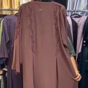 Elegante modesto bordado a mano para mujer Premium trabajo a mano Abaya Formal tradicional Dubai vestidos de tela transpirable - Product Image 3