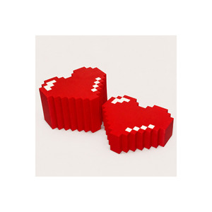 Juego de 2 Cajas de Almacenamiento de Joyas de Plástico Rojo Moderinna Pixel con Forma de Corazón, Diseño Multifuncional y que Ahorra Espacio - Product Image 2