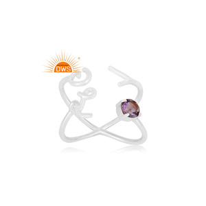 Best Selling Fine Sterling <b>Silver</b> Natural Amethyst Gemstone <b>Cross</b> Design <b>Ring</b> Custom Jewelry For Women Gift For Her - Product Image 4