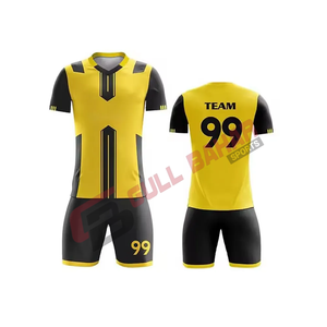 2025 Nuevo Mejor Precio camiseta de fútbol equipo y jugador hombres ropa deportiva adulto jugando fútbol uniforme Conjunto personalizado negro amarillo sublimación - Product Image 1