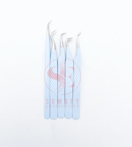 Pinzas para pestañas de volumen ruso de acero inoxidable de alta calidad, puntas finas estrechas, opciones de etiqueta privada sostenibles - Product Image 5