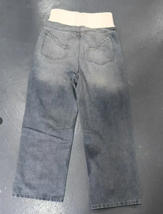 กางเกงยีนส์ผ้าฝ้าย 100% ดีไซน์แบบมีแผ่นผ้าต่อ ทรงพิเศษ กระเป๋าหลังทรงวินเทจ ล้างแบบวินเทจ เอวต่ำมาก ทรงหลวม 5 กระเป๋า สไตล์ฮิปฮอป สตรีทแวร์ - Product Image 4