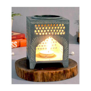 Pierre ollaire de forme carrée unique faite à la main avec brûleur à mazout d'arôme de travail de sculpture pour hôtel et restaurant - Product Image 2