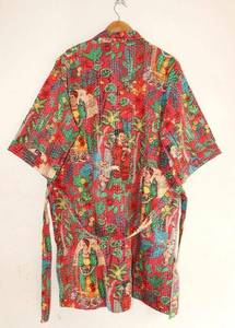 Robe kimono Kantha imprimée et brodée à la main Farida Khalo, robe au design Kantha pour femmes, robe unisexe pour homme et femme, vente en gros. - Product Image 2