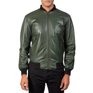 Chaqueta de cuero de moda para hombre, nueva, de manga larga, material puro, con cremallera, muy vendida. - Product Image 3