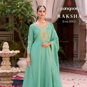 Neeta Creation - Kurta/Kurti de Seda Bordada Estilo Anarkali, Diseño Indio Pakistaní, con Espejo de Mano, para Fiestas - Product Image 6