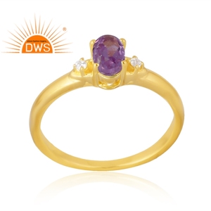 Venta caliente 925 plata esterlina 18K chapado en oro Natural Cz y alejandrita anillo de piedras preciosas Demi joyería fina para mujer regalo para ella - Product Image 1