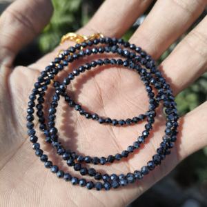 Collier ras de cou en spinelle noir AAA facetté rond de 3 mm, pierre précieuse naturelle, chaîne en argent plaqué, collier statement, mariage, fabrication de bijoux DIY - Product Image 1