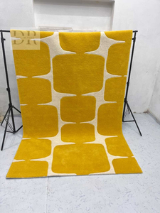 Modern 100% <b>Wool</b> Hand Tufted Area Rug Custom Size with <b>Yellow</b> White Minimalist Design for Home Dining Office Living Room Floor - Product Image 6
