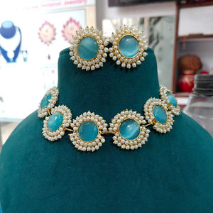 Authentique indien Karigari créateur de mode ensemble ras du cou bijoux de mode indiens pour femmes et filles tenue de fête - Product Image 1