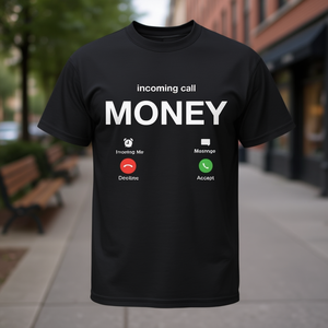 Camiseta con estampado de dinero para hombre, camiseta gráfica negra con diseño divertido de dinero llamando, ropa informal - Product Image 3