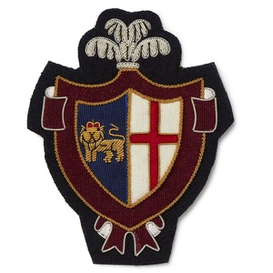 LONDRES UNIVERSITY BLAZER BADGE fait à la main or bullion fil crête badges | vêtements mode badges faits à la main - Product Image 3