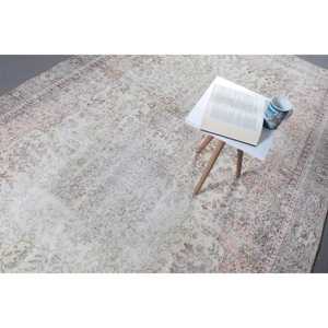 พรมตุรกี, พรมวินเทจขนาดใหญ่ 6.4x9.6 ฟุต, พรมลายดอกไม้สีเทาขาว - Product Image 5