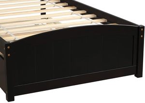 Lit à plateforme en bois massif et lit gigogne avec cadre de lit en bois au design traditionnel en noyer et lit gigogne - Product Image 6