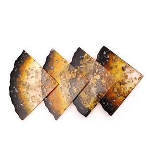 Round <b>Marble</b> <b>Coaster</b> With Brass Inlay Star Custom Wood <b>Coaster</b> Set with Handmade Bone and Brass Inlay Made in India - Product Image 6