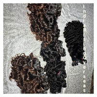 Extensiones de cabello Remy indio crudo, rizado hinchable, textura ondulada suave, paquetes de templo virgen, tramas sin procesar: No modelo permanente