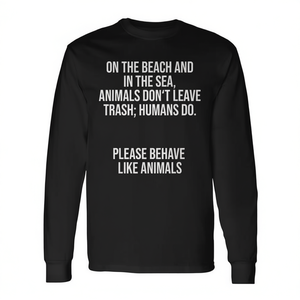 T-Shirt a Maniche Lunghe Vegana con Stampa 'Vegani, Vegetariani, Gli Animali Non Lasciano Rifiuti', Abbigliamento Promozionale Ecologico - Product Image 2