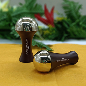 Kansa Wand Palm Grip Combo Set in Large and Medium Sizes For Full-Body Massage and Anti-Aging Benefits Original Indian Factory - Product Image 3
