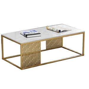 Table basse multifonctionnelle avec dessus en verre Meubles de salon Décoration Tables rondes Table basse élégante à cadre croisé - Product Image 5