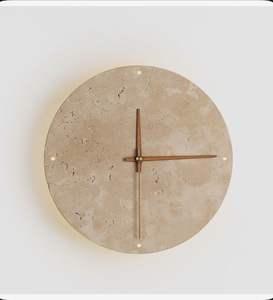 hot selling Concrete Grey Table <b>Clock</b> Modern Minimalist Round with <b>Gold</b> Metal Stand Stylish Designer for sale - Product Image 3