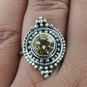 Navya <b>Craft</b> Handmade 925 Sterling Silver <b>Ring</b> Natural Citrine November Birthstone Cut Stone Size 4 14 for Christmas Gift - Product Image 6