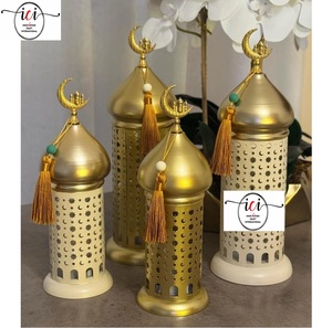 Lanterne de sol élégante au fini or Décoration de table au design unique pour les fêtes du Ramadan Eid Hajj Décorations de vaisselle de fête chaude - Product Image 5