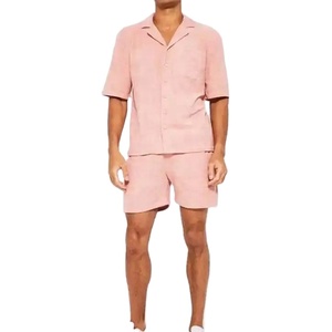 Gran oferta Unisex de dos piezas de tela de rizo conjunto corto de verano para hombres camisas abotonadas informales y pantalones cortos estampados de manga corta 2026 - Product Image 4